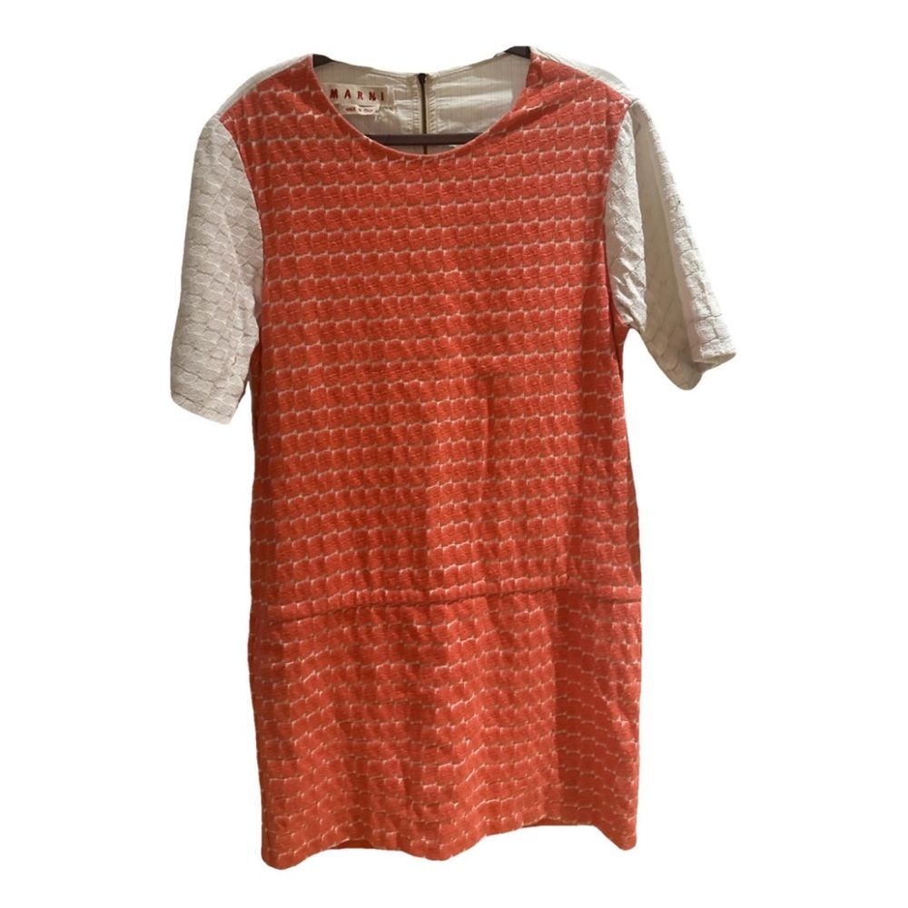 Marni Mid-Length Dress Needlepoint Salmon and Cream  EU 44